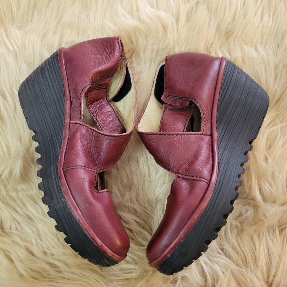 Fly London Yasi Mary Jane Shoes in Burgundy 39 - Picture 5 of 9